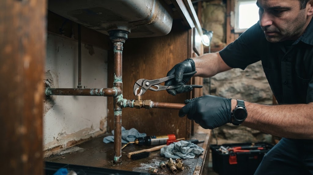 Pipe leak repair Teaneck NJ fixing a burst copper pipe